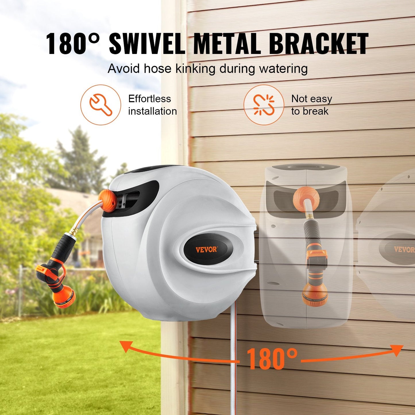 💦 130ft Heavy-Duty Hose Reel 🌟 Auto Rewind | Wall Mount 🚿 9-in-1 Spray & Tangle-Free Magic!🔥Summer Limited-Time Offer