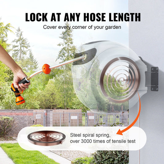 💦 130ft Heavy-Duty Hose Reel 🌟 Auto Rewind | Wall Mount 🚿 9-in-1 Spray & Tangle-Free Magic!🔥Summer Limited-Time Offer